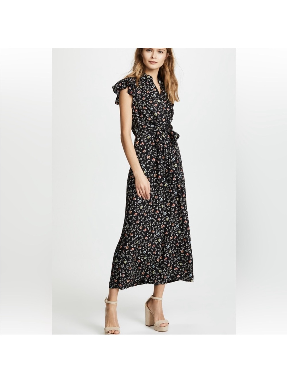 Rebecca Taylor 100% Silk Jumpsuit - Floral Tie-Waist with Multicolor Print
